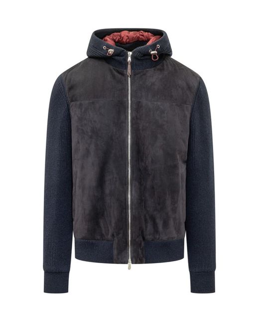 Brunello Cucinelli Blue Hood Jacket for men