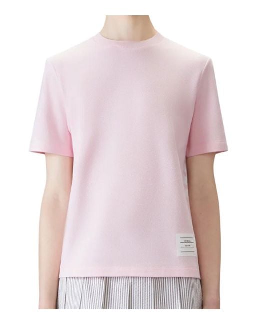 Thom Browne Pink Solid Crew Neck T-Shirt