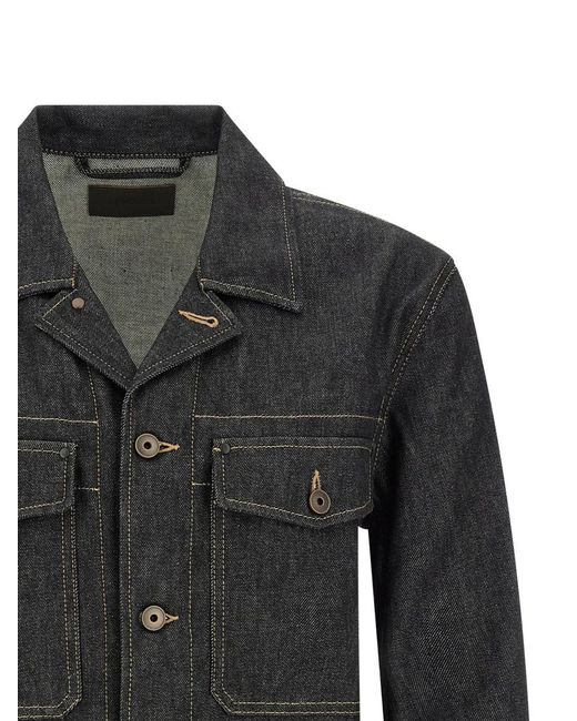 Lemaire Black Solid Shirt Collar Jacket for men