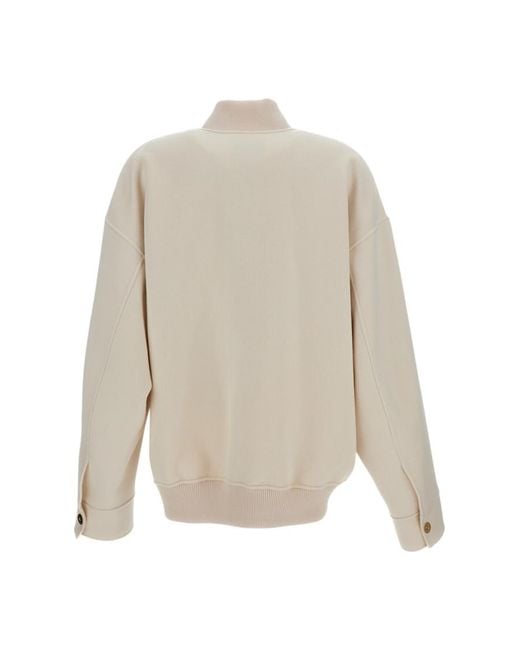 Sportmax Natural Solid Mock Collar Blazer