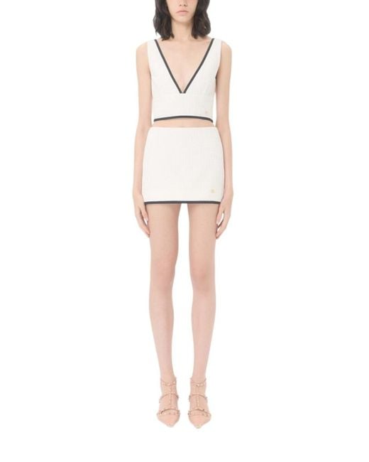 Valentino Natural Solid V Neck Top
