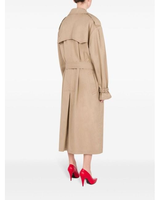 Moschino Natural Double-Breasted Button Fastening Long Coat