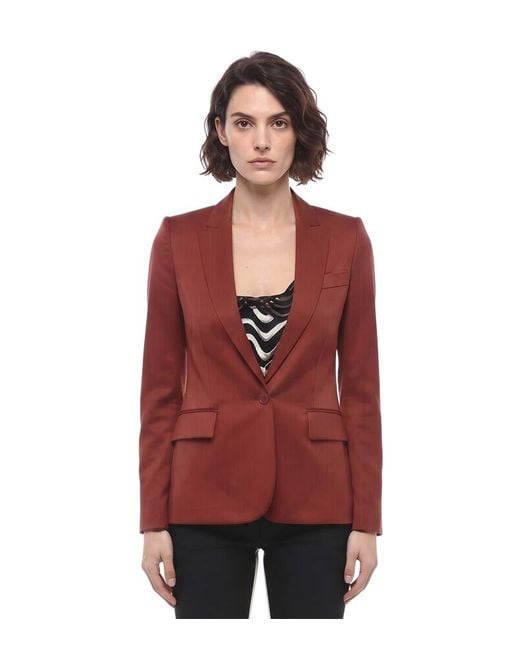 Stella McCartney Red Solid Peaked Lapel Blazer