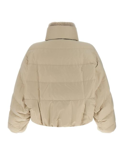 Brunello Cucinelli Natural Solid Mock Collar Jacket