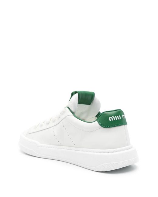 Miu Miu White Lace Up Sneakers