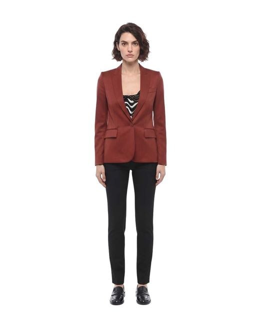 Stella McCartney Red Solid Peaked Lapel Blazer