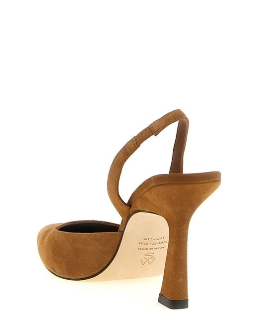 Stuart Weitzman Brown Solid Pointed Toe Pumps