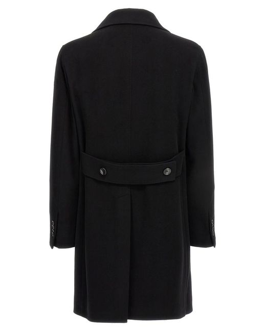 Tagliatore Black Double Breasted Buttoned Coat for men