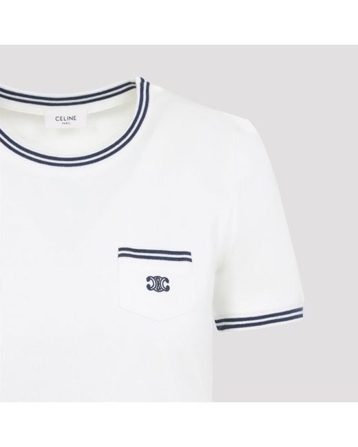 Céline White 70S Pocket Triomphe T-Shirt