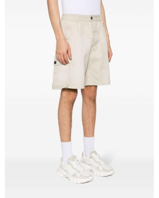 DSquared² Natural Paint Splatter-Detail Cargo Shorts for men
