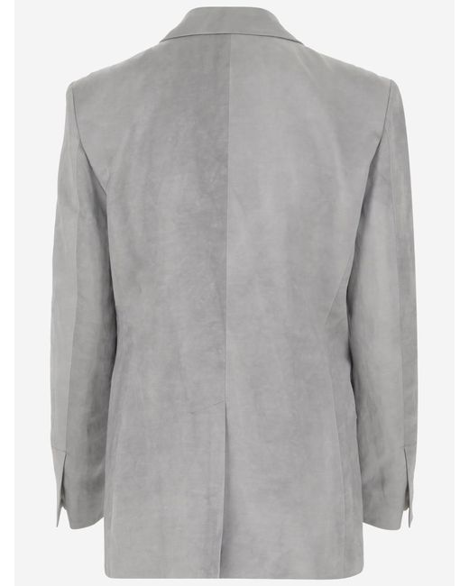 Pinko Gray Viscose Blend Single-Breasted Blazer