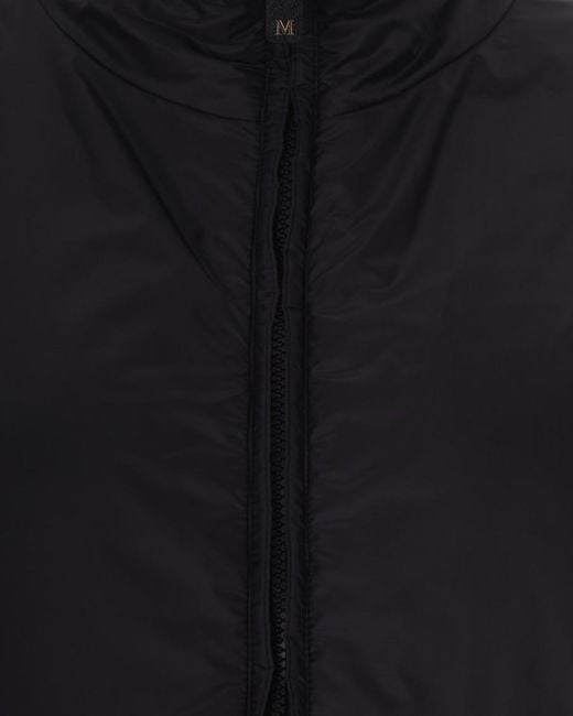 Max Mara Blue Solid Mock Collar Jacket