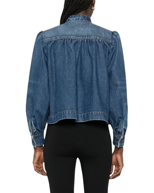 Chloé Blue Solid Mandarin Collar Jacket