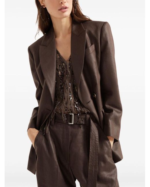ジャケット BRUNELLO CUCINELLI SHINY LINEN JACKET WITH SHINY DETAILS Brunello Cucinelli Shiny Linen Jacket With Shiny Details in