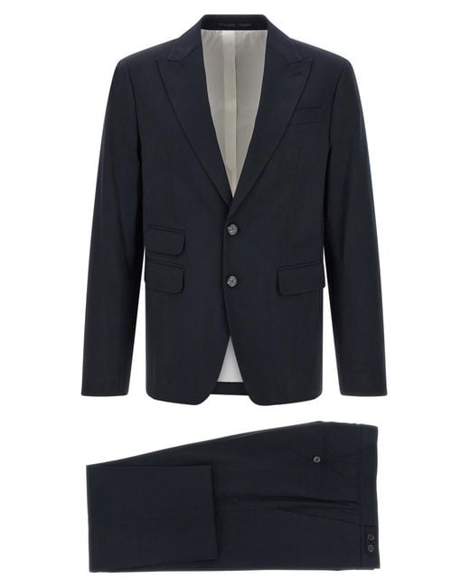 DSquared² Blue Peaked Lapel Suits for men
