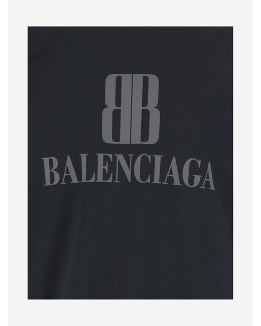 Balenciaga Black Cotton T-Shirt With Logo for men