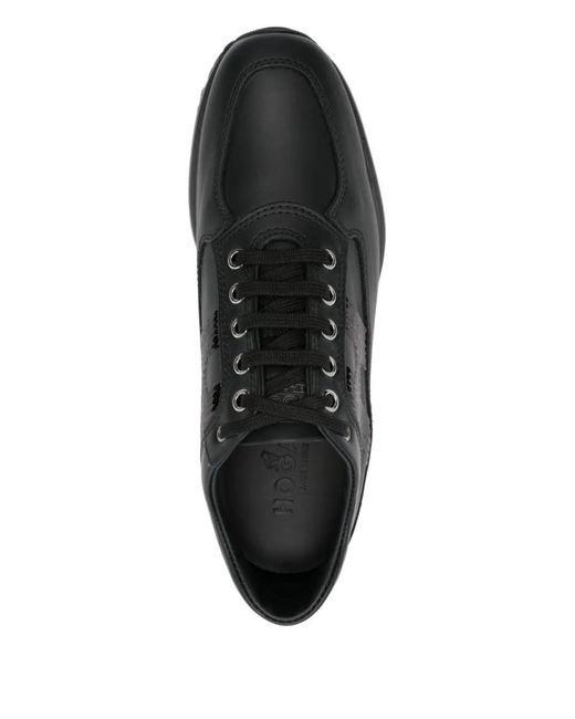 Hogan Black Interactive Sequin-Panel Leather Trainers