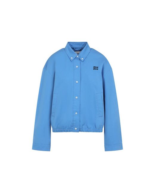 Miu Miu Blue Poplin Shirt Jacket