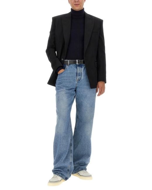 Balmain Blue Solid Sweater for men