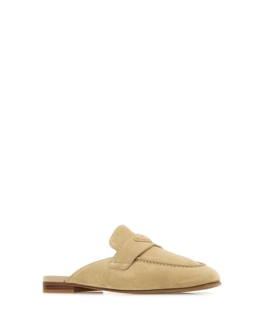 Prada Natural Suede Mules