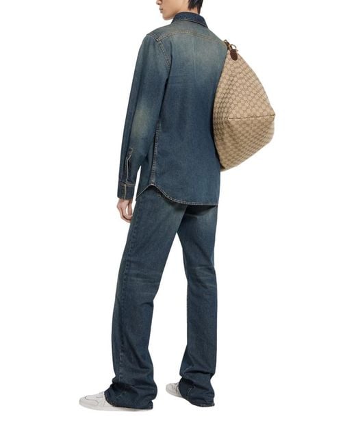 Gucci Blue Regular Logo Shirt for men