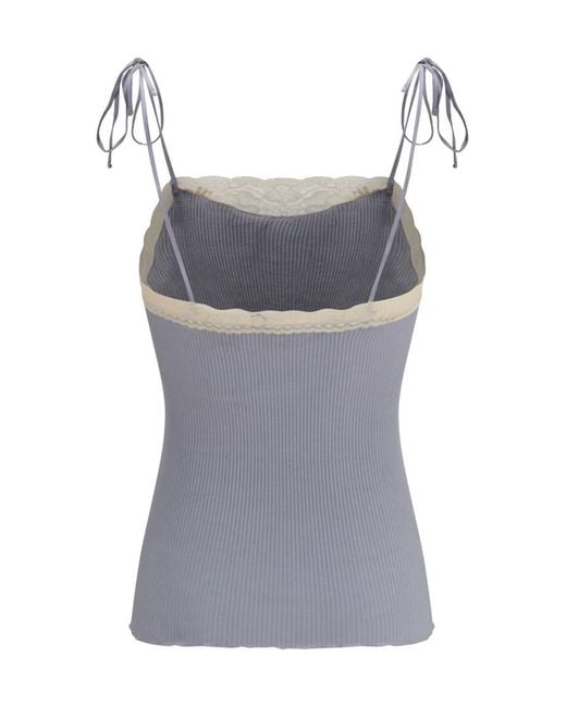 Chloé Gray Solid Scoop Neck Top