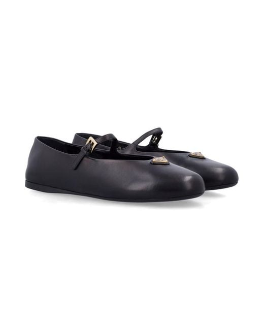 Prada Blue Logo Ballet Flats