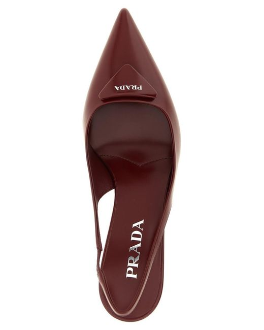 Prada Brown Logo Slingback Pumps