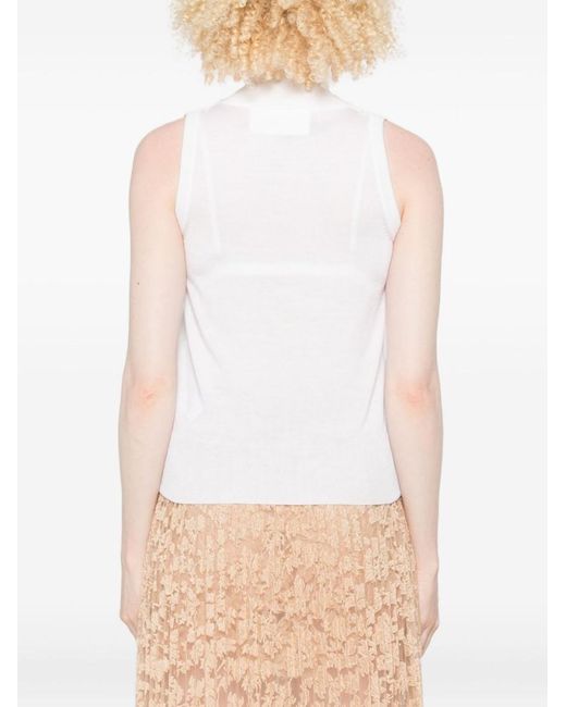 Ermanno Scervino White Lace-Insert High-Neck Top