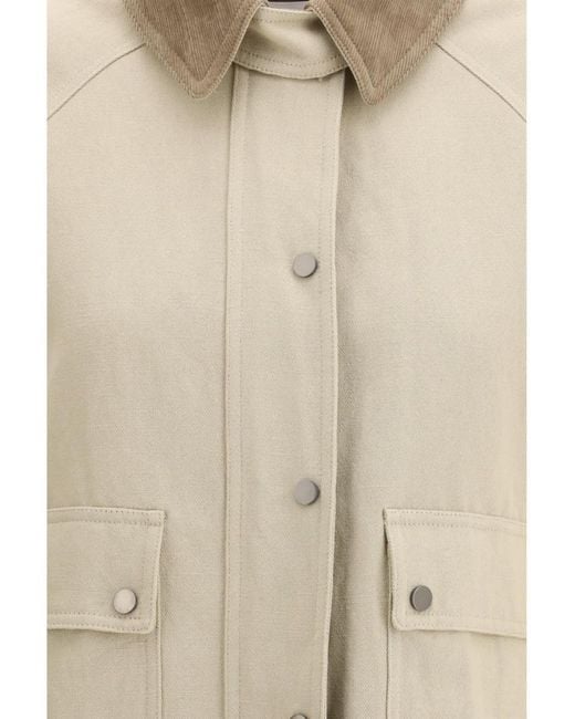 Brunello Cucinelli Natural Solid Shirt Collar Jacket