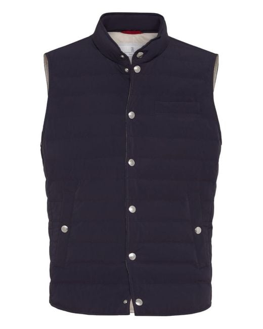 Brunello Cucinelli Blue Nylon Down Vest for men