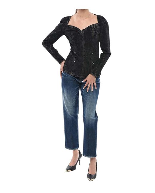 Stella McCartney Black Solid Sweet Heart Neck Top