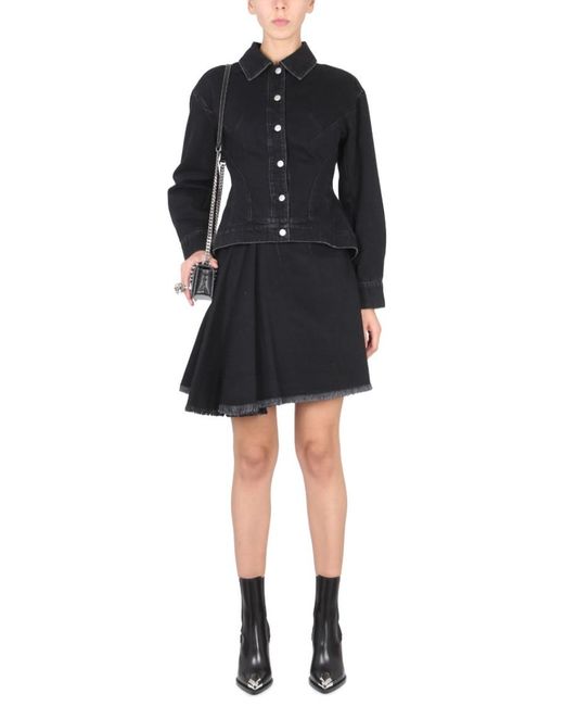 McQueen Black Solid Mini Skirt
