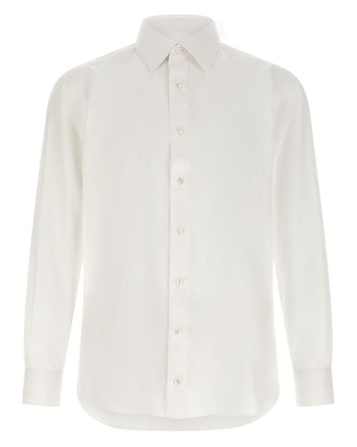 Brioni White Regular Solid Shirt for men