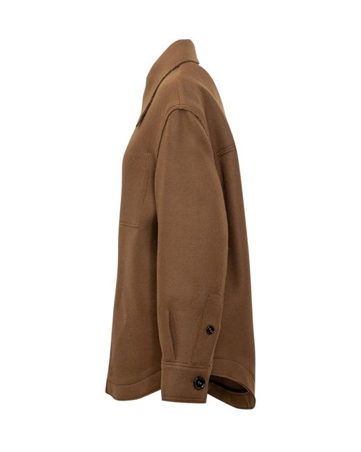 AMI Brown Wool Jacket With Buttons