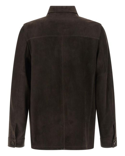 Moorer Black Solid Shirt Collar Jacket for men