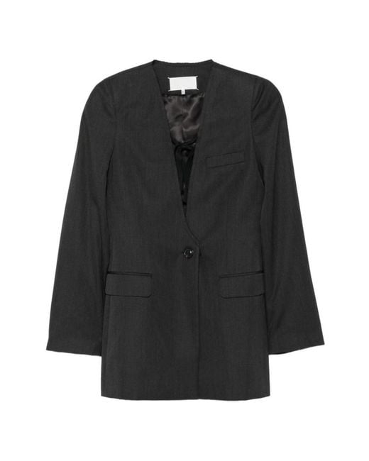 Maison Margiela Black Solid Notched Lapel Blazer