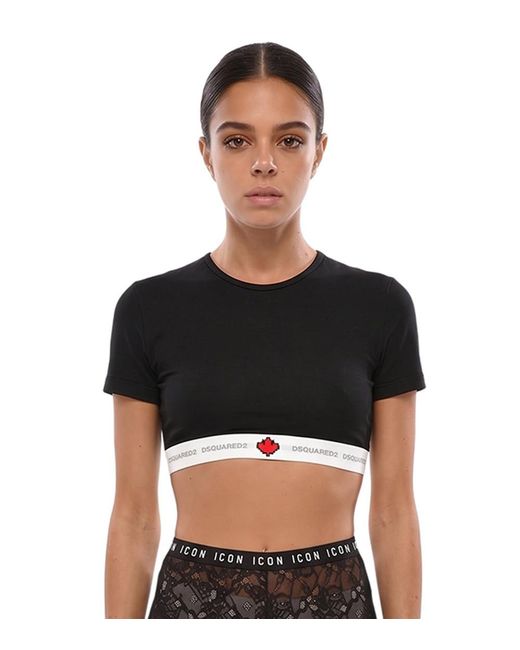 DSquared² Black Logo Crew Neck Top