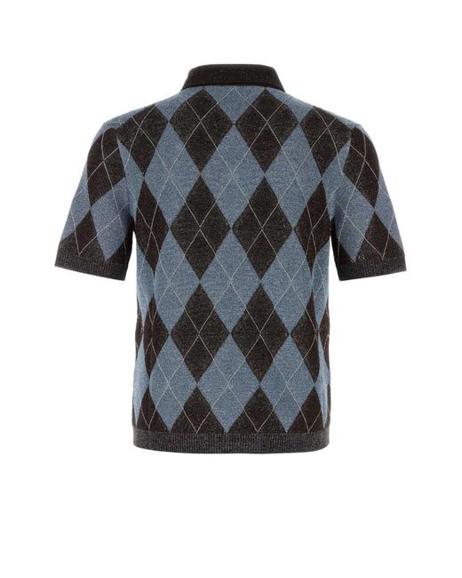 Gucci Black Embroidered Wool Blend Polo Shirt for men
