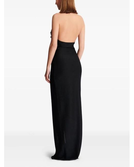 Balmain Black 6 Buttons Long Halterneck Knit Dress