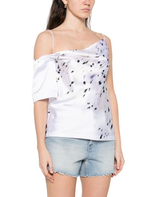 IRO White Printed One Shoulder Top