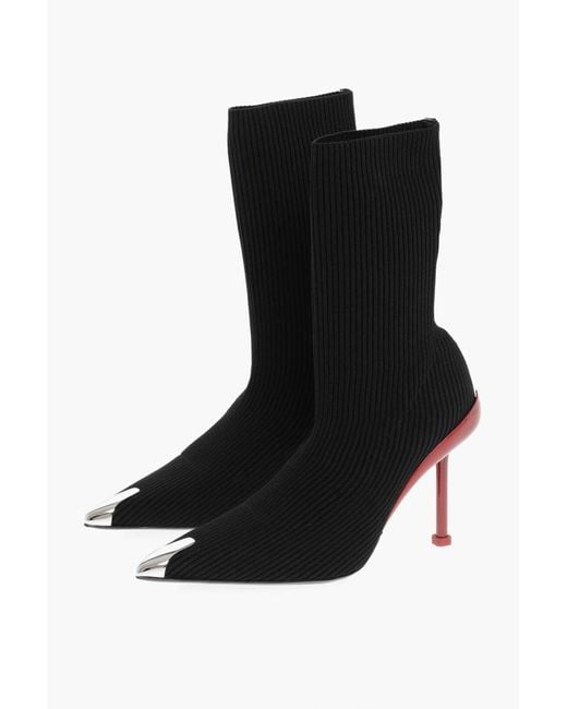 McQueen Black Sock Ankle Boots