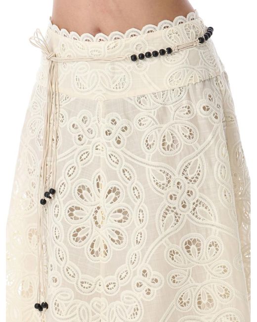 Zimmermann Natural Rhiannon Embroidered Midi Skirt