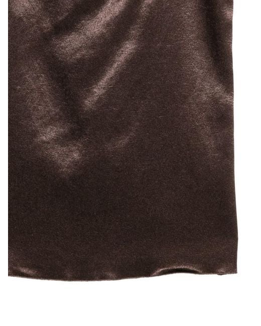 Alysi Brown Solid Scoop Neck Top