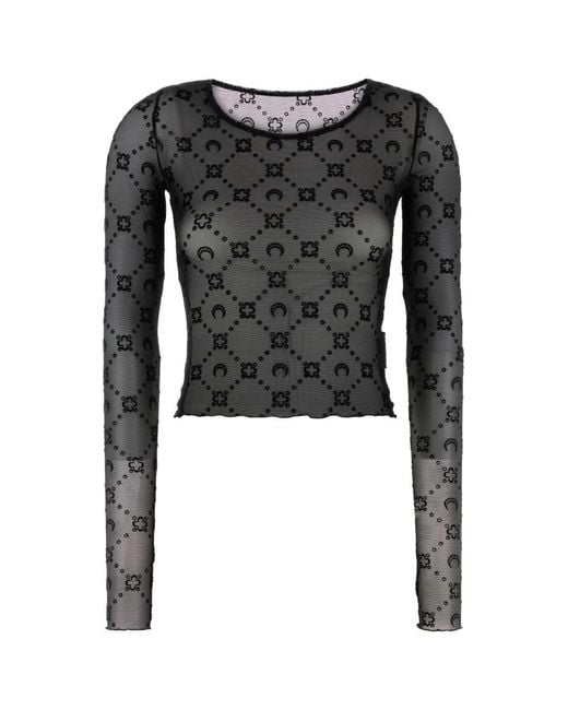 MARINE SERRE Black Stretch Nylon Top