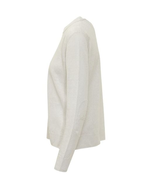 Max Mara White Solid Crew Neck Sweater