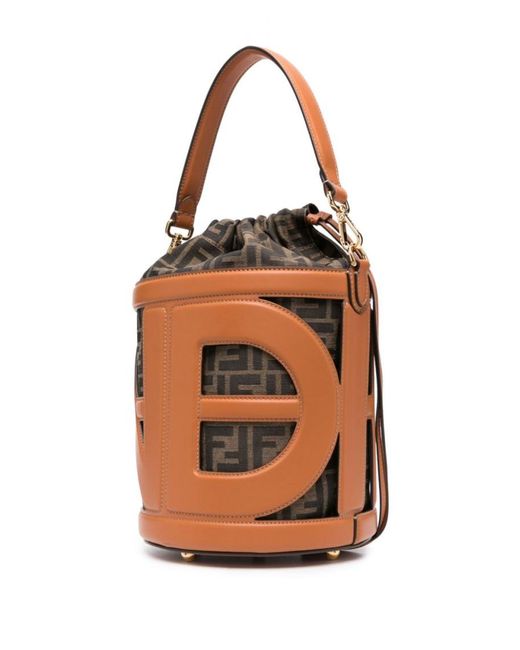 Fendi Ff-Pattern Cut-Out Bucket Bag in Orange | Lyst