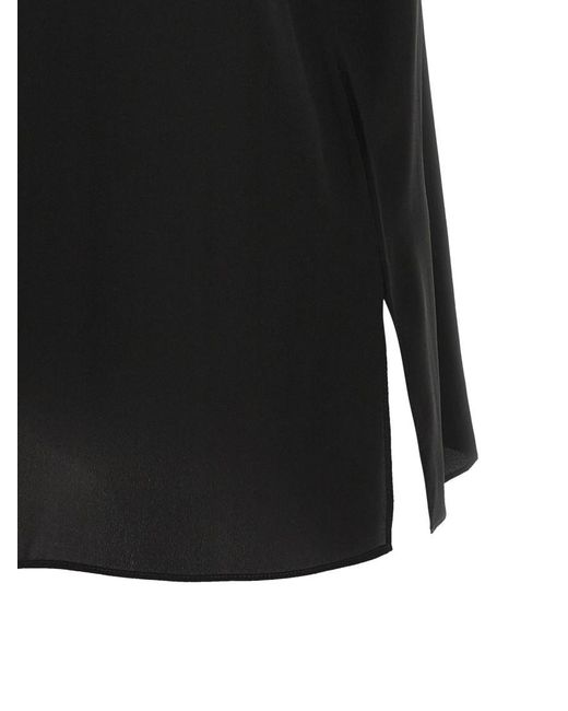 Brunello Cucinelli Black Solid Round Neck Top