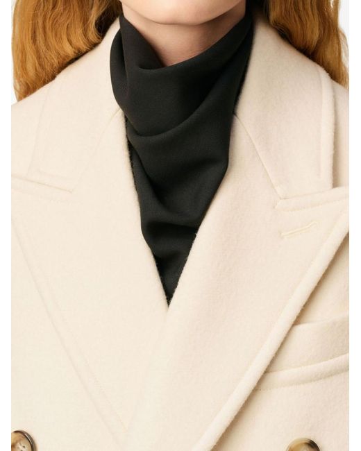 AMI Natural Long Double-Breasted Coat