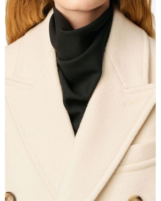AMI Natural Long Double-Breasted Coat